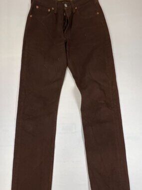 Vintage Levi's 501 Women's 27x32 Brown Button Fly Straight Leg Jeans Made in USA